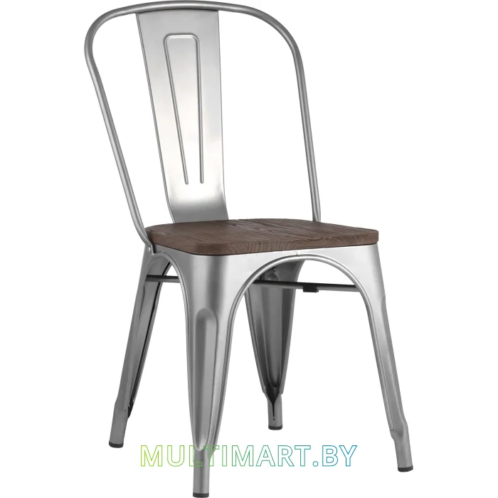 Стул Stool Group Tolix wood (серебристый матовый)